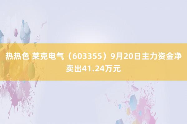 热热色 莱克电气（603355）9月20日主力资金净卖出41.24万元