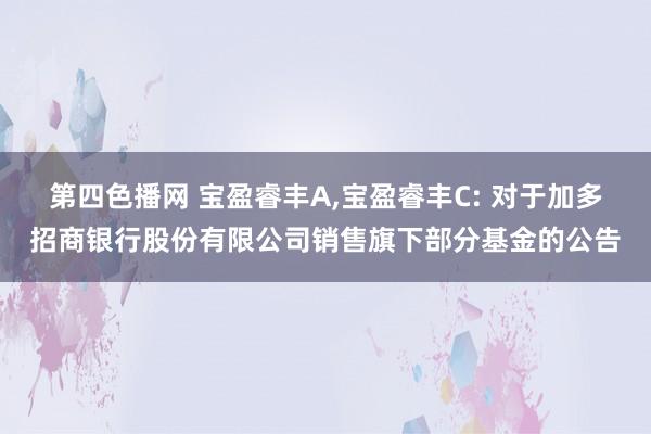第四色播网 宝盈睿丰A,宝盈睿丰C: 对于加多招商银行股份有限公司销售旗下部分基金的公告