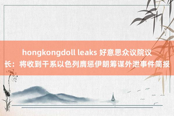 hongkongdoll leaks 好意思众议院议长：将收到干系以色列膺惩伊朗筹谋外泄事件简报