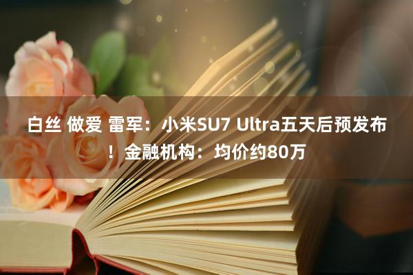 白丝 做爱 雷军：小米SU7 Ultra五天后预发布！金融机构：均价约80万