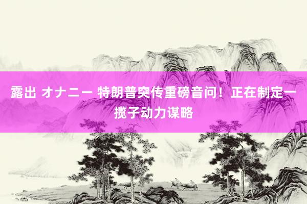 露出 オナニー 特朗普突传重磅音问！正在制定一揽子动力谋略