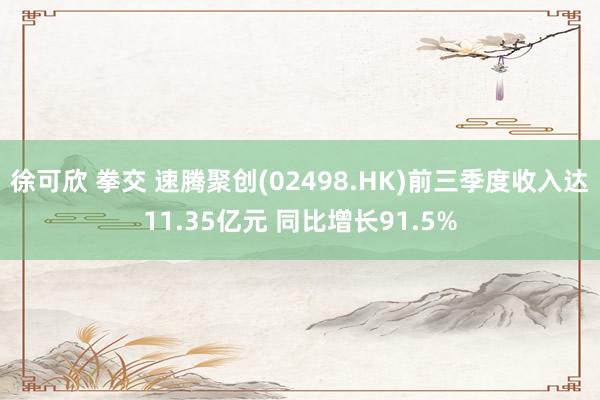 徐可欣 拳交 速腾聚创(02498.HK)前三季度收入达11.35亿元 同比增长91.5%