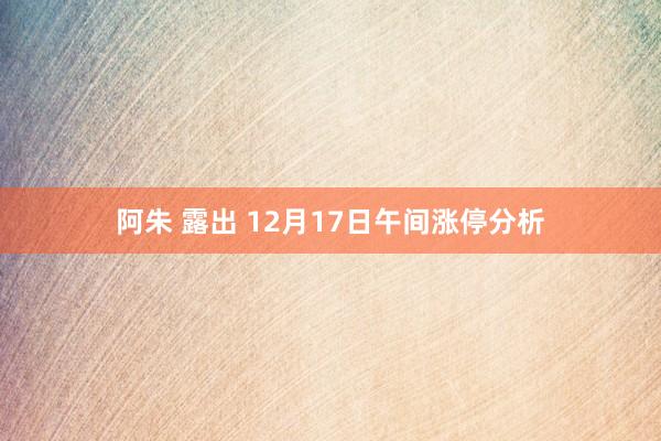 阿朱 露出 12月17日午间涨停分析
