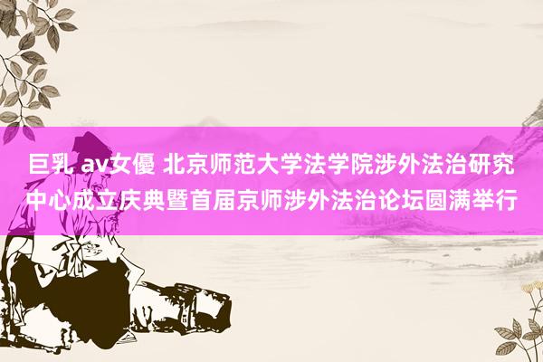 巨乳 av女優 北京师范大学法学院涉外法治研究中心成立庆典暨首届京师涉外法治论坛圆满举行