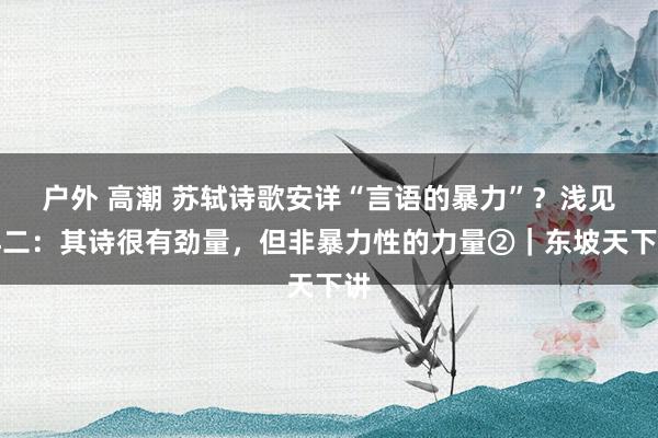 户外 高潮 苏轼诗歌安详“言语的暴力”？浅见洋二：其诗很有劲量，但非暴力性的力量②｜东坡天下讲