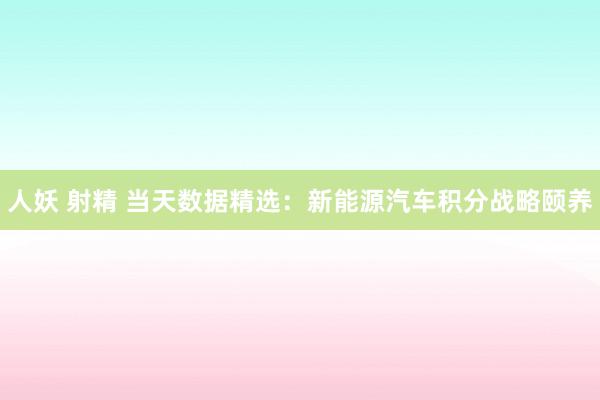 人妖 射精 当天数据精选：新能源汽车积分战略颐养