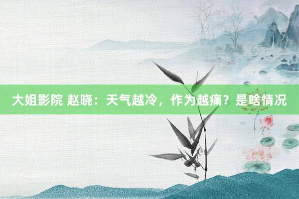 大姐影院 赵晓：天气越冷，作为越痛？是啥情况