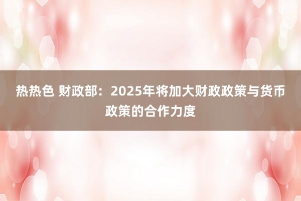 热热色 财政部：2025年将加大财政政策与货币政策的合作力度