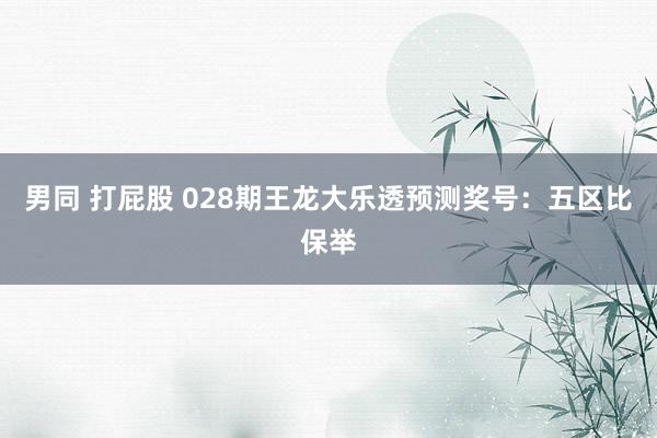 男同 打屁股 028期王龙大乐透预测奖号：五区比保举