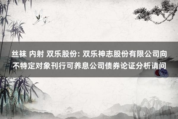 丝袜 内射 双乐股份: 双乐神志股份有限公司向不特定对象刊行可养息公司债券论证分析请问