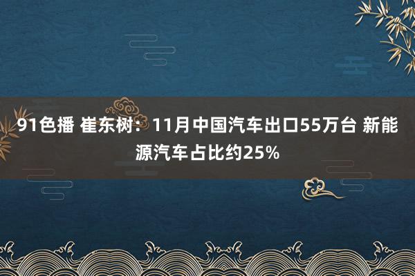 91色播 崔东树：11月中国汽车出口55万台 新能源汽车占比约25%