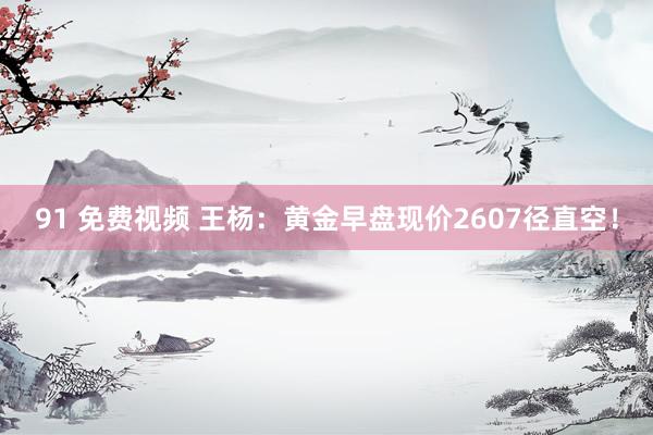 91 免费视频 王杨：黄金早盘现价2607径直空！