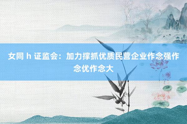 女同 h 证监会：加力撑抓优质民营企业作念强作念优作念大