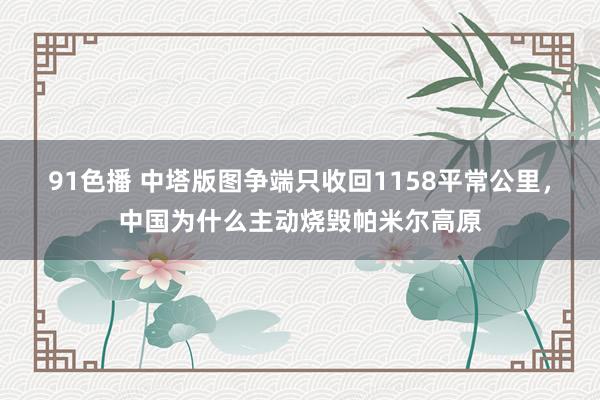 91色播 中塔版图争端只收回1158平常公里，中国为什么主动烧毁帕米尔高原