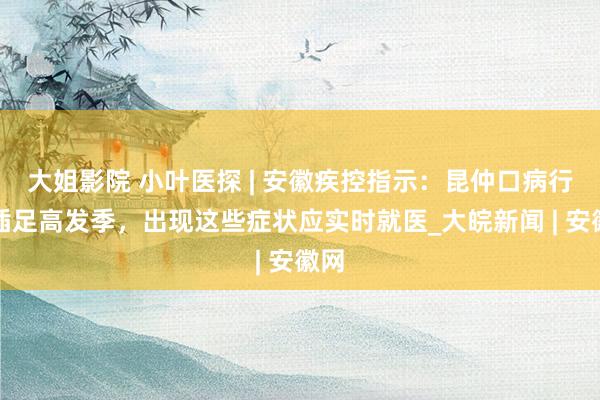 大姐影院 小叶医探 | 安徽疾控指示：昆仲口病行将插足高发季，出现这些症状应实时就医_大皖新闻 | 安徽网