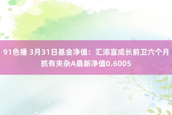 91色播 3月31日基金净值：汇添富成长前卫六个月抓有夹杂A最新净值0.6005
