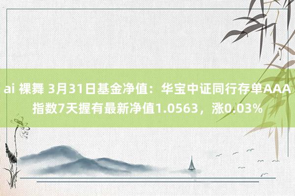 ai 裸舞 3月31日基金净值：华宝中证同行存单AAA指数7天握有最新净值1.0563，涨0.03%