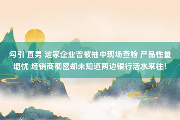 勾引 直男 这家企业曾被抽中现场查验 产品性量堪忧 经销商稠密却未知道两边银行活水来往！