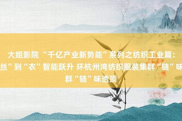 大姐影院 “千亿产业新势能”系列之纺织工业篇： 从“丝”到“衣”智能跃升 环杭州湾纺织服装集群“链”味透顶