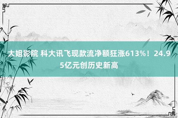 大姐影院 科大讯飞现款流净额狂涨613%！24.95亿元创历史新高